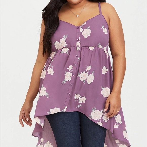 torrid Tops - Torrid 2X 3X Blouse Top Purple Hi Lo Babydoll Plus